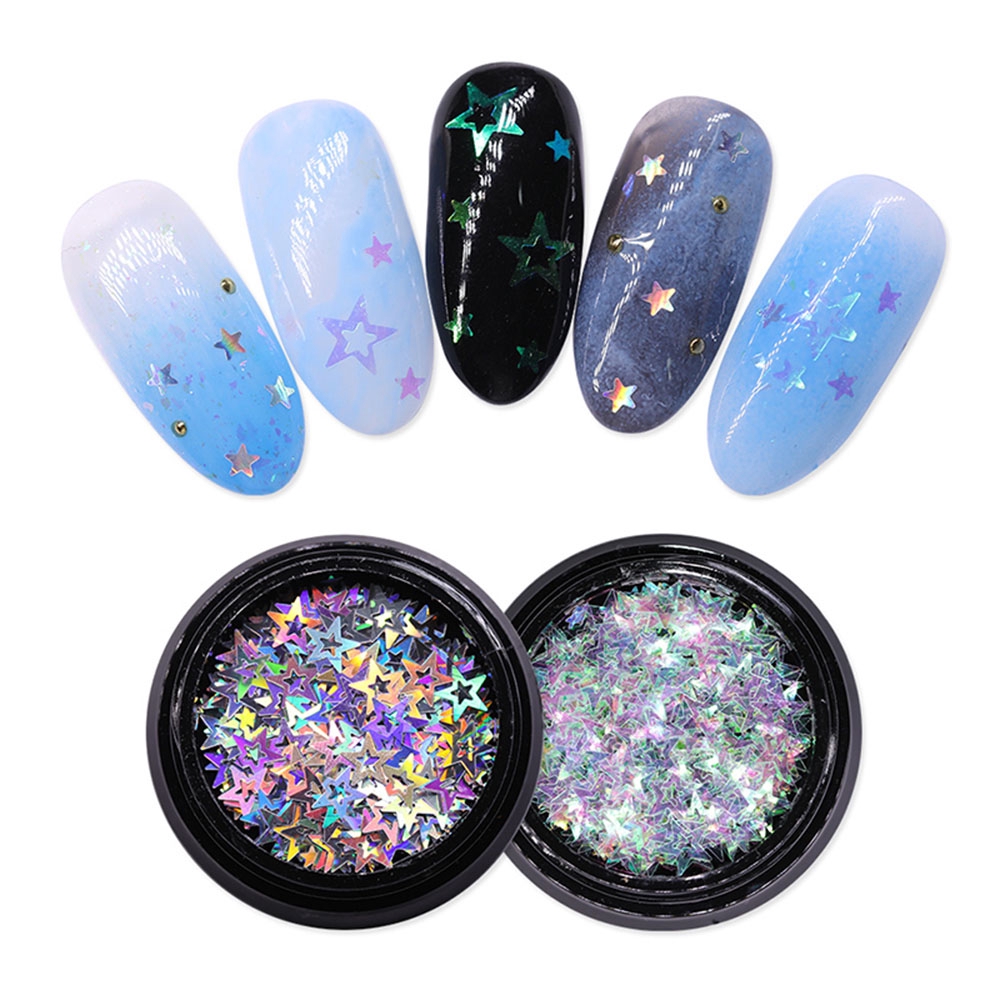 [Hàng mới về] Hộp hạt sequin màu holographic laser DIY làm móng lấp lánh