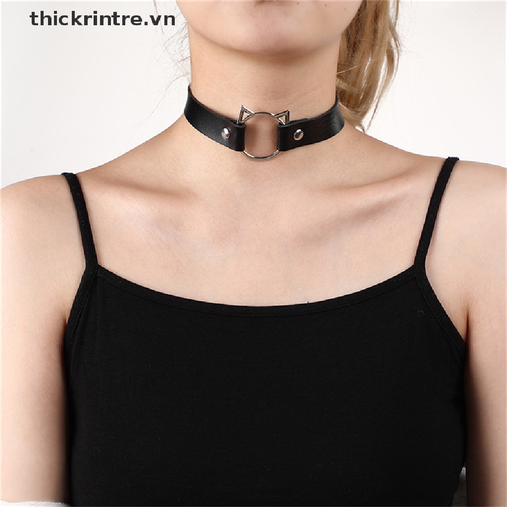 Vòng Cổ Choker Da Đính Đinh Tán Phong Cách Gothic Punk