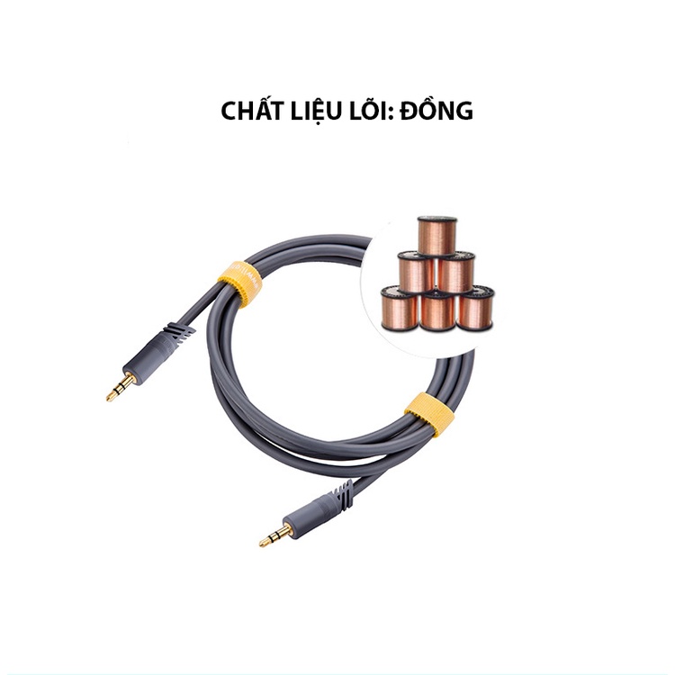 Dây Cáp Âm Thanh 2 Đầu Jack 3.5mm, 3 Khấc (2 Vạch), Dùng Kết Nối Điện Thoại Với Loa/ Xe Ô Tô