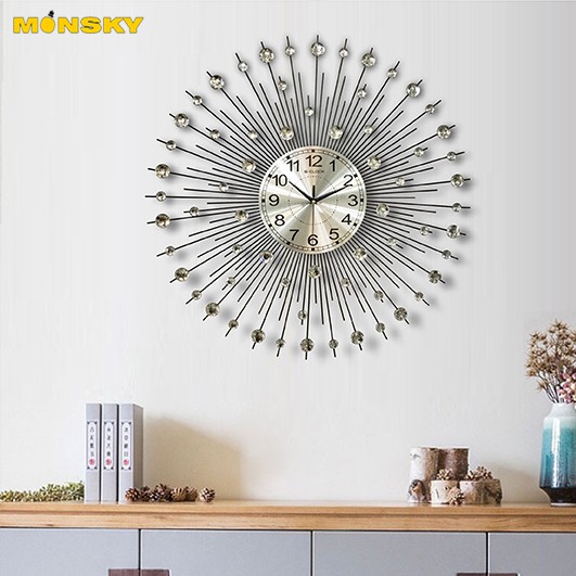 Đồng hồ treo tường MONSKY GCLOCK loại to KT 750mm cao cấp làm từ kim loại sơn tĩnh điện chạy máy kim trôi chuẩn (1802BG)