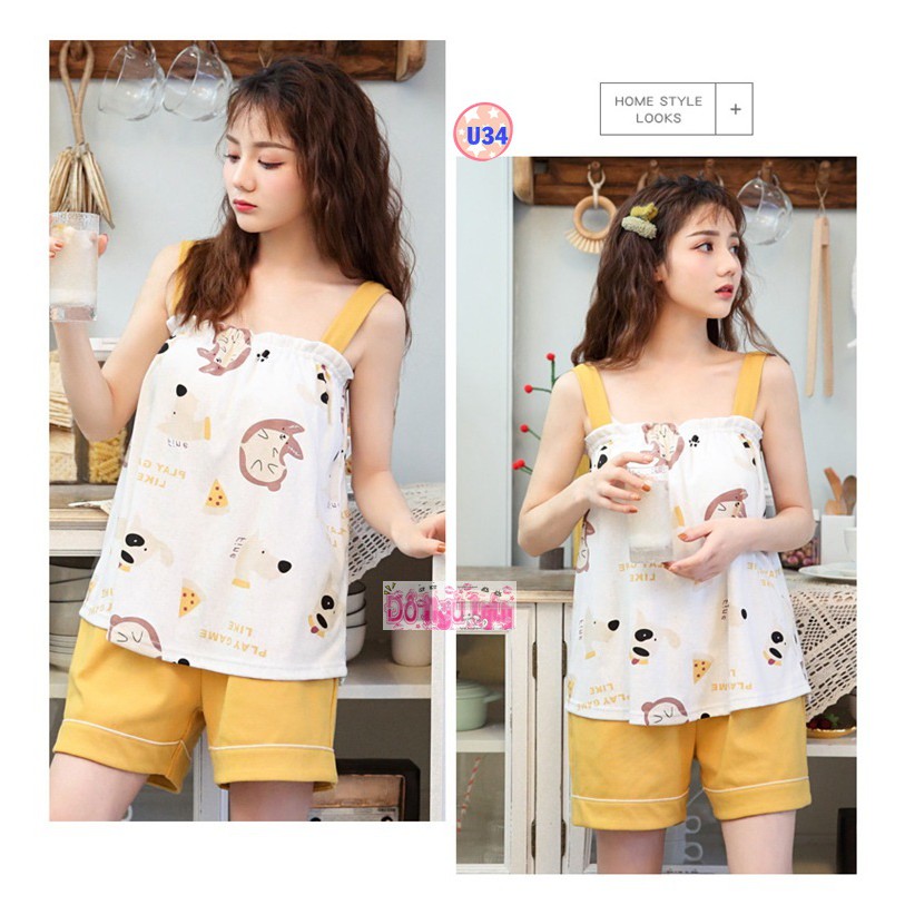Bộ Ngủ 2 dây dễ thương (thun cotton) U3 | BigBuy360 - bigbuy360.vn