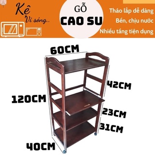 Kệ để lò vi sóng 4 tầng rộng 60cm bằng gỗ (Nâu)