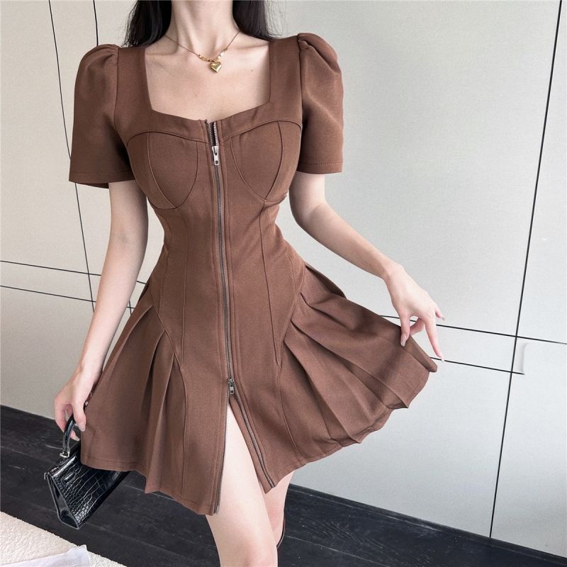 Đầm Tay Ngắn Cổ Vuông Thiết Kế Mới Thời Trang Mùa Hè Theo Phong Cách Pháp Cho Nữ