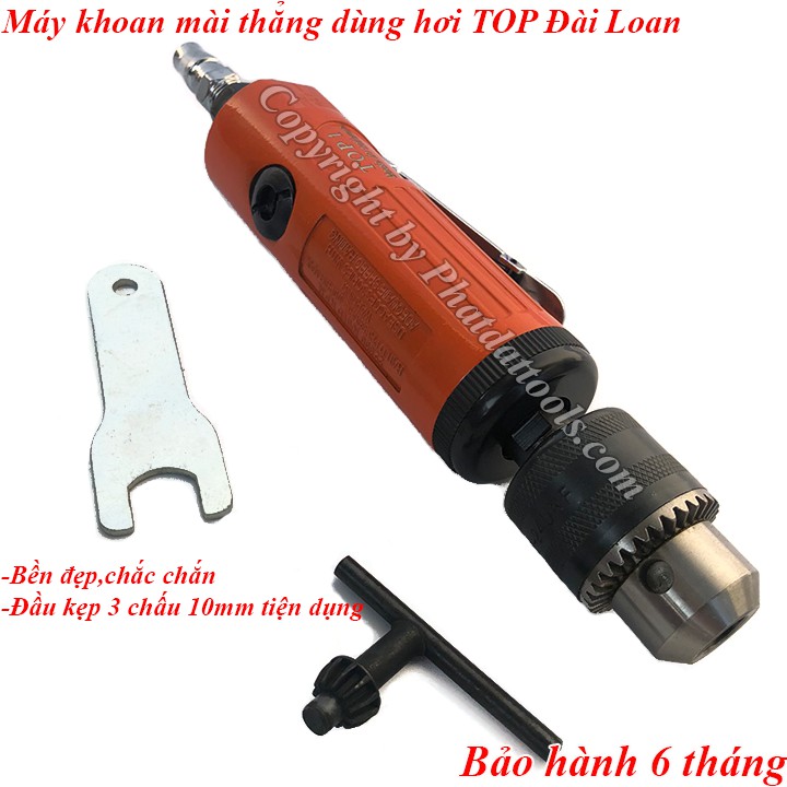 Máy khoan mài thằng dùng khí nén TOP 5H-Hàng Đài Loan chất lượng cao-Đầu kẹp 3 chấu 10mm tiện dụng