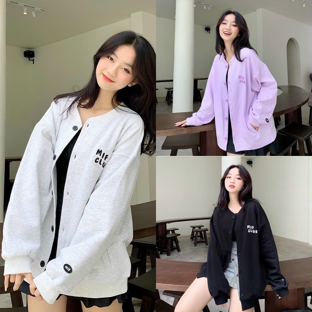 [Video+Ảnh Thật] Áo Khoác Nỉ Unisex Cardigan MIF CLUB Nam Nữ Ulzzang AK180 Kho Sỉ TD