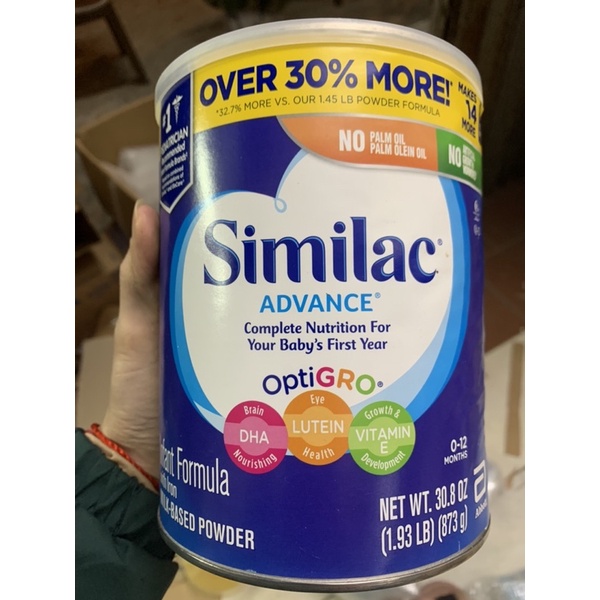 Thanh lý sữa Similac Advance 873g nội địa Mỹ dành cho be từ 0 đến 12 tháng tuổi