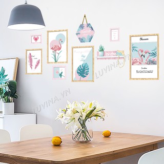 [ĐƠN 200K TẶNG QUÀ SIÊU YÊU]-Decal dán tường LUVINA trang trí quán cafe, văn phòng-Khung ảnh hạc hồng Hàn Quốc