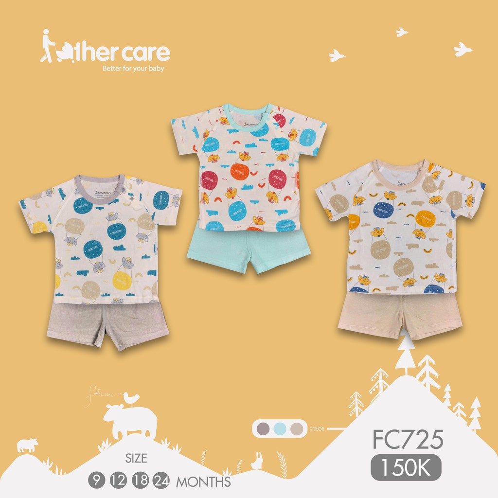 Bộ Quần Áo Trẻ em CT FatherCare Cài Vai Raglan - Họa Tiết Voi Trơn FC725