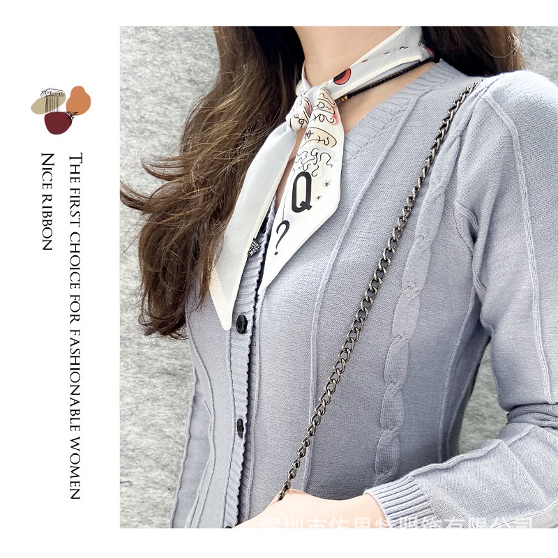 Khăn Choàng Lụa Hai Mặt In Họa Tiết Phong Cách Hàn Quốc Dùng Cho Trang Trí