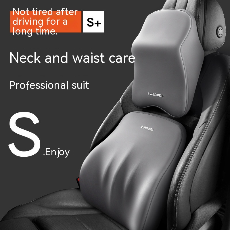 【Ready Stock】 Car Headrest Neck Pillow Memory Foam Seat Cervical Spine Waist Support Four Seasons Lumbar 4jK6