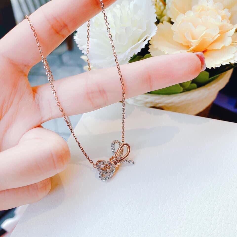 Set nơ rose gold tiểu thư Swarovski