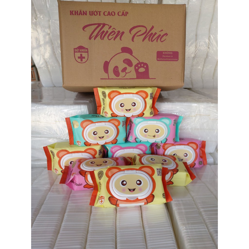 Khăn Ướt Cao Cấp Thiên Phúc Gói 100 Tờ Kháng Khuẩn Mùi Thơm Dịu Nhẹ