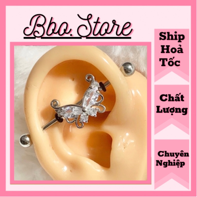 Khuyên Industrial Hình Bướm Đá Cao Cấp - BBO.Piercing
