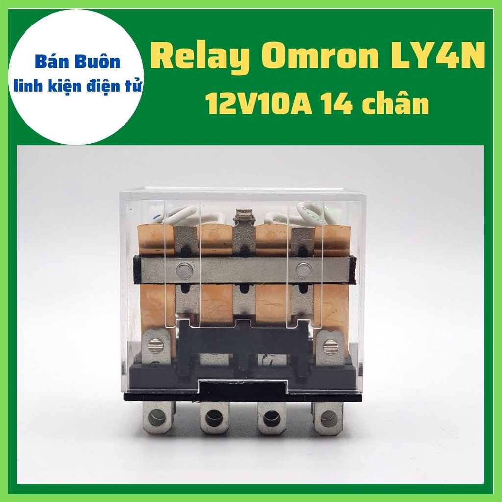 Relay trung gian 12V 14 chân, Rơ le trung gian, relay 12V10A 14 chân  (Chân To)