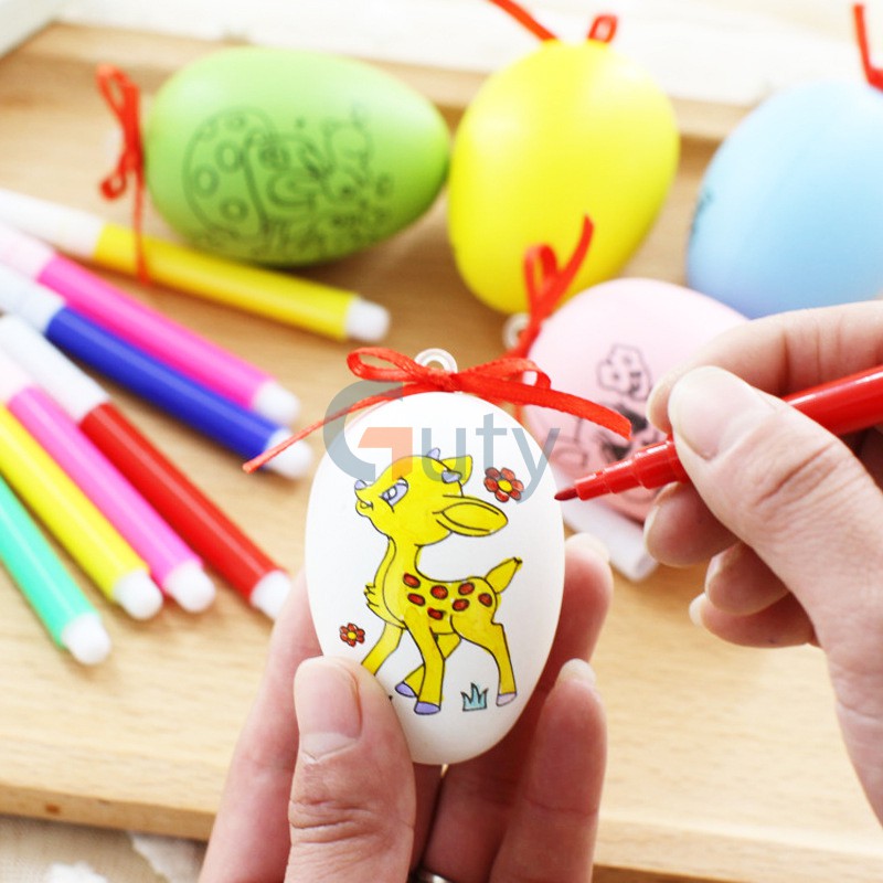 Bộ đồ chơi trứng vẽ có in sẵn hình ngộ nghĩnh cho bé tập tô, sáng tạo, tặng kèm 4 bút vẽ ( Giao mẫu ngẫu nhiên )
