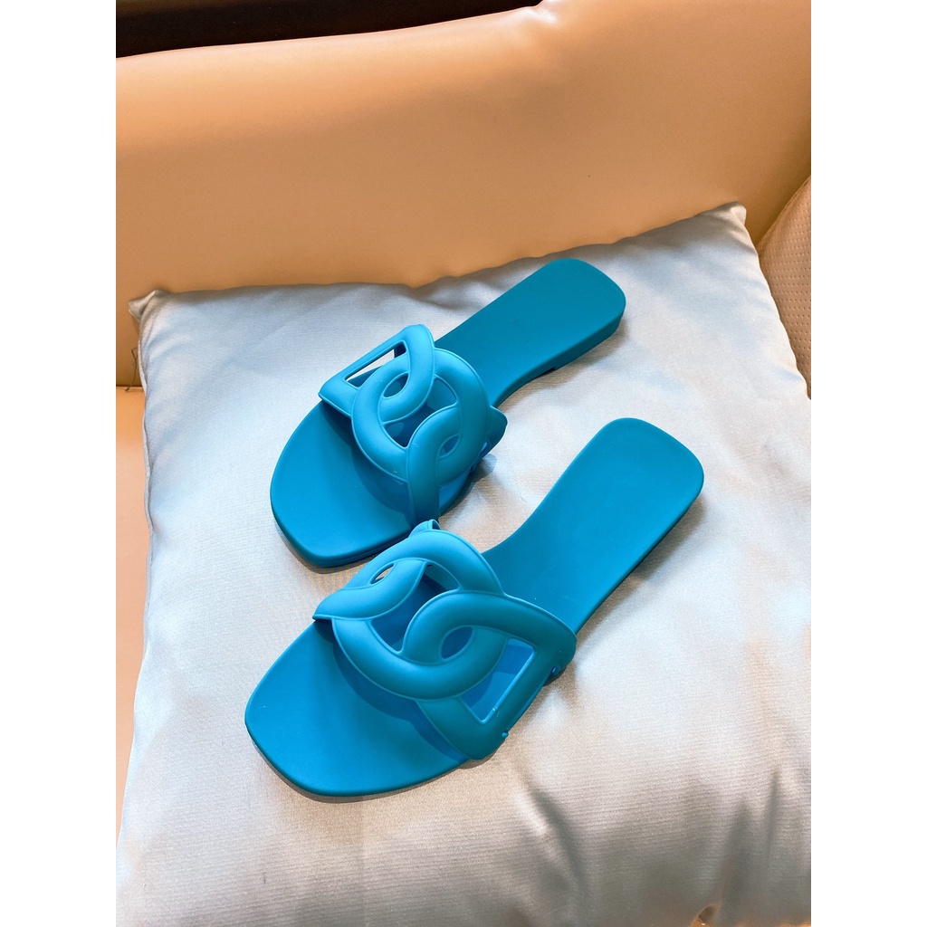 Dép lê đế bằng TPU màu thạch thời trang đi biển mùa hè 2021 mới cho nữ GEGK