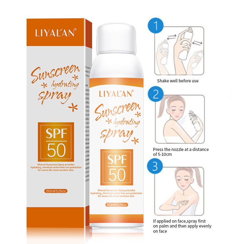 Xịt chống nắng LIYALAN SPF 50+ hỗ trợ cấp ẩm cho làn da 150ml