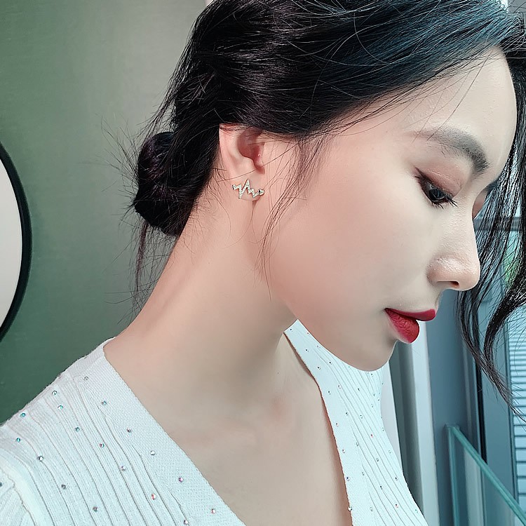 Bông Tai Mạ Bạc 925 đính đá Xinh Xắn Phong Cách Hàn Quốc