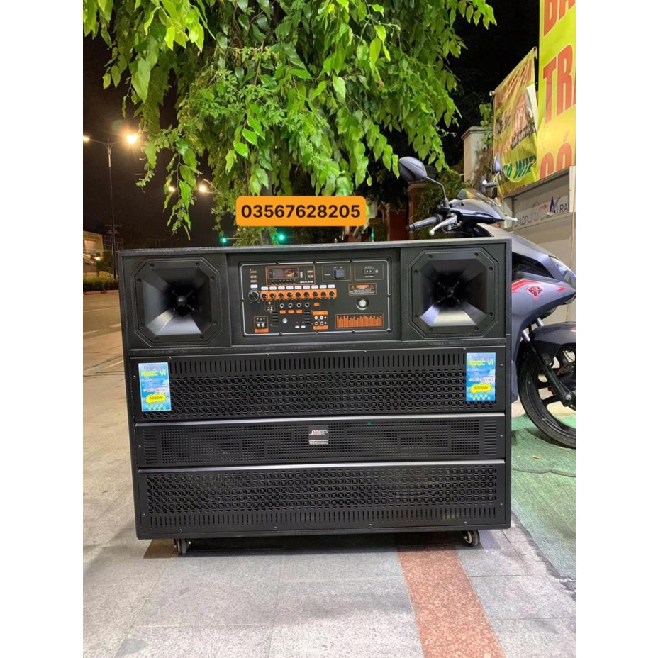 Loa kéo di động Mẫu Mới - Dàn karaoke ngoài trời bass 4 tấc đôi ngang, 2 treble - Loa khủng long công suất cực lớn