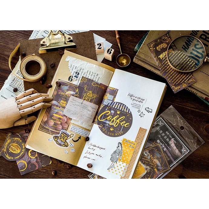 Sticker - nhãn dán nghệ thuật - trang trí DIY -  bullet journal ánh kim - vintage - châu âu cổ điển x 1 gói 60 miếng dán