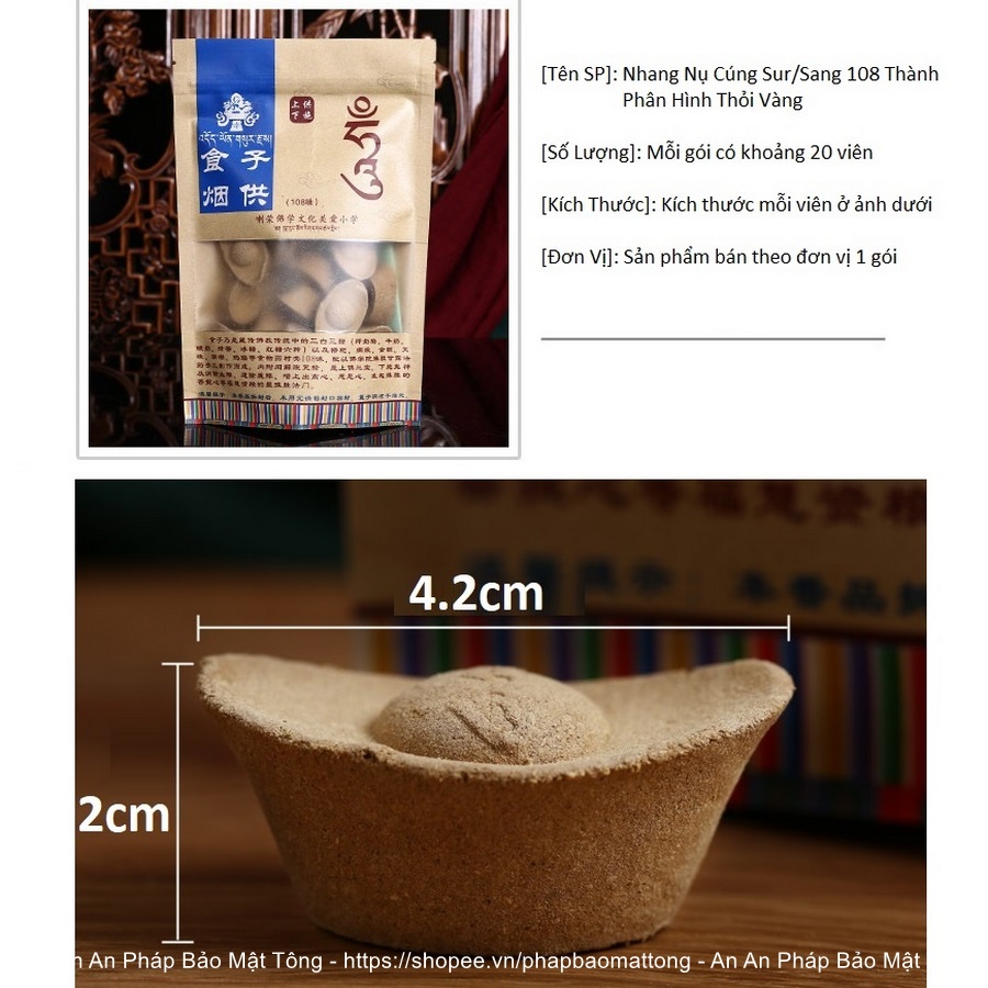 Nhang Nụ Cúng Sur/Sang 108 Thành Phần Hình Thỏi Vàng