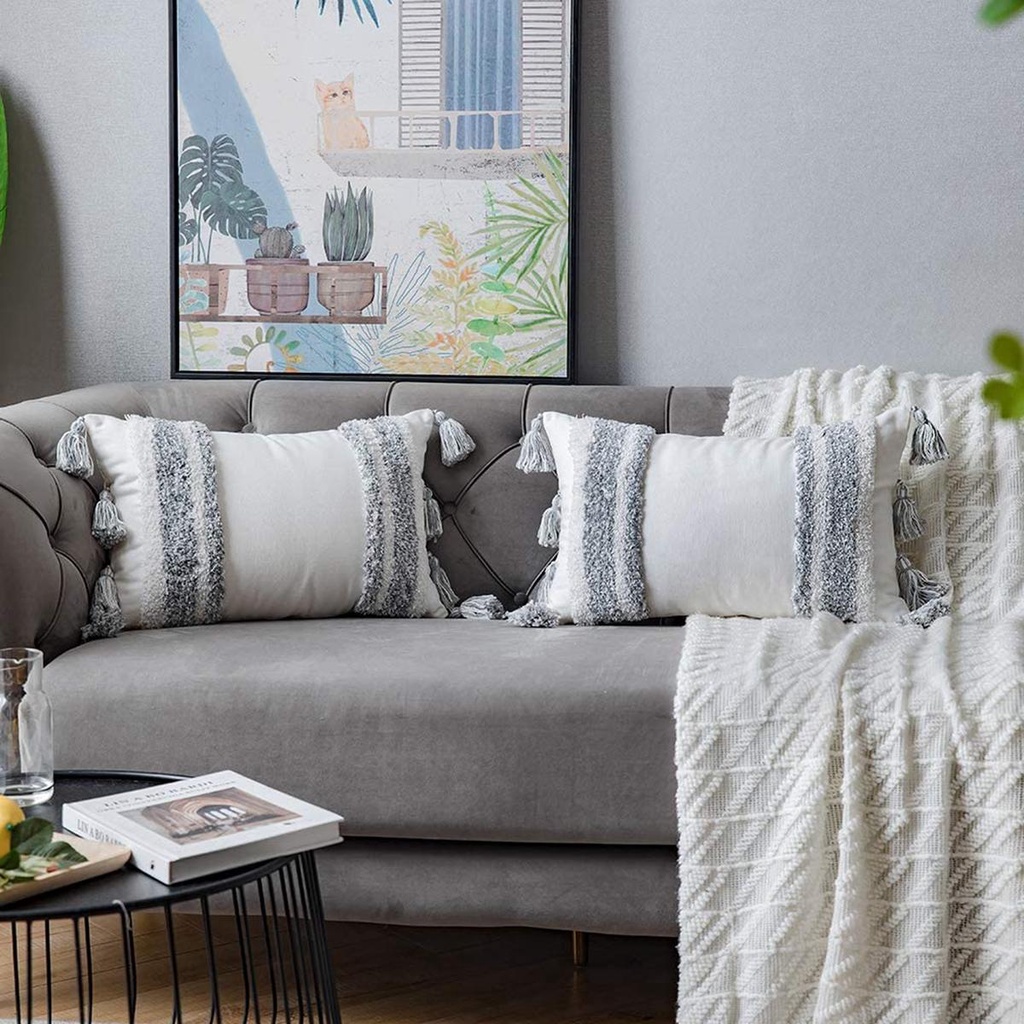 Vỏ Gối Mềm Mại Phối Tua Rua Phong Cách Boho Dành Cho Ghế Sofa / Phòng Khách
