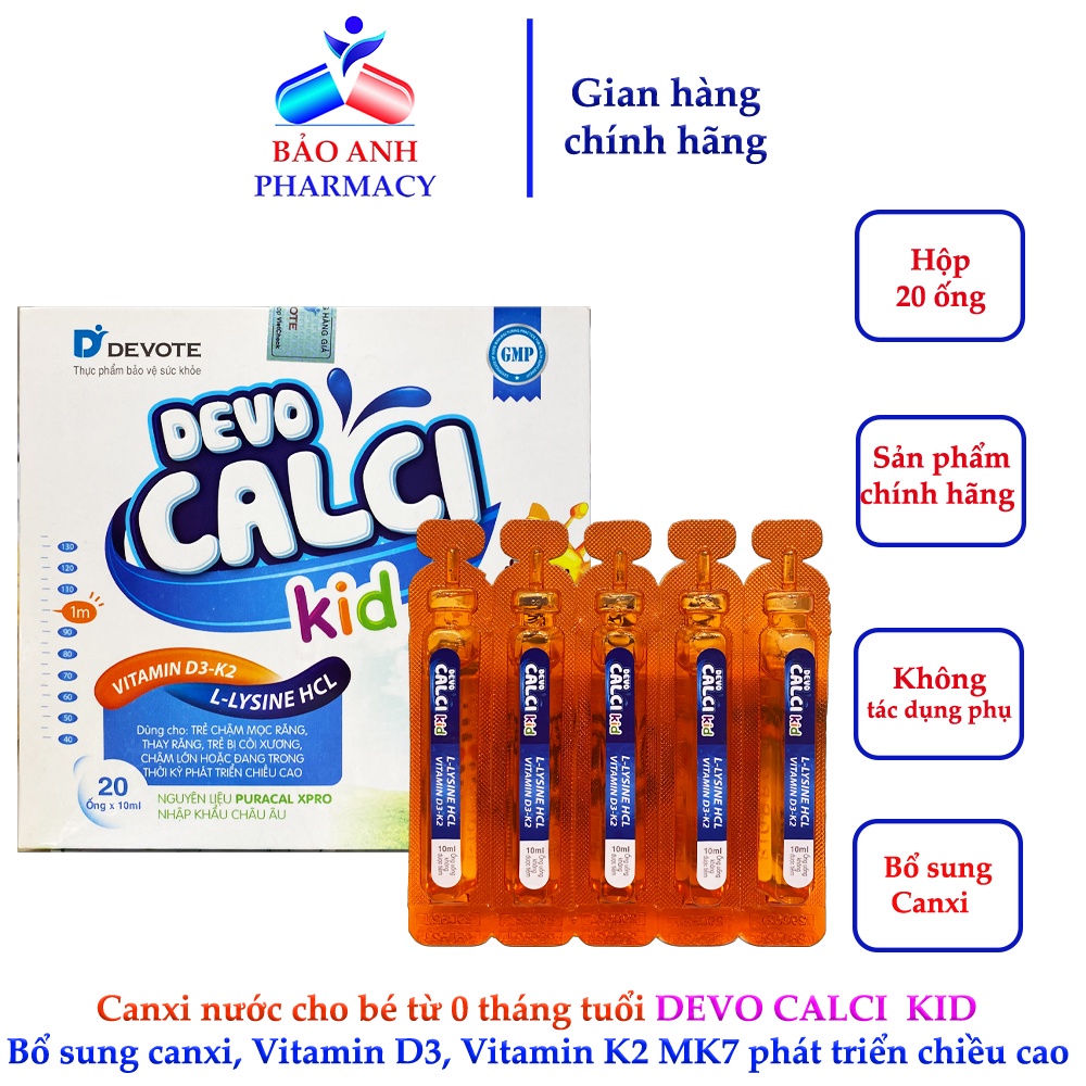 Canxi nước cho bé từ 0 tháng tuổi DEVO CALCI KID– Bổ sung canxi, Vitamin D3, Vitamin K2 MK7 giúp phát triển chiều cao