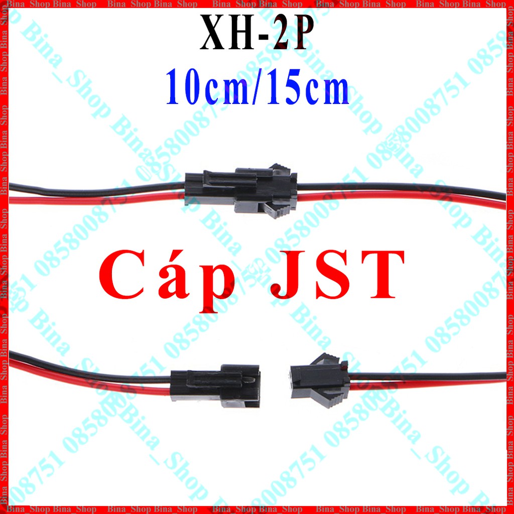 Cáp JST 2P dài 10/15cm đực cái tùy chọn