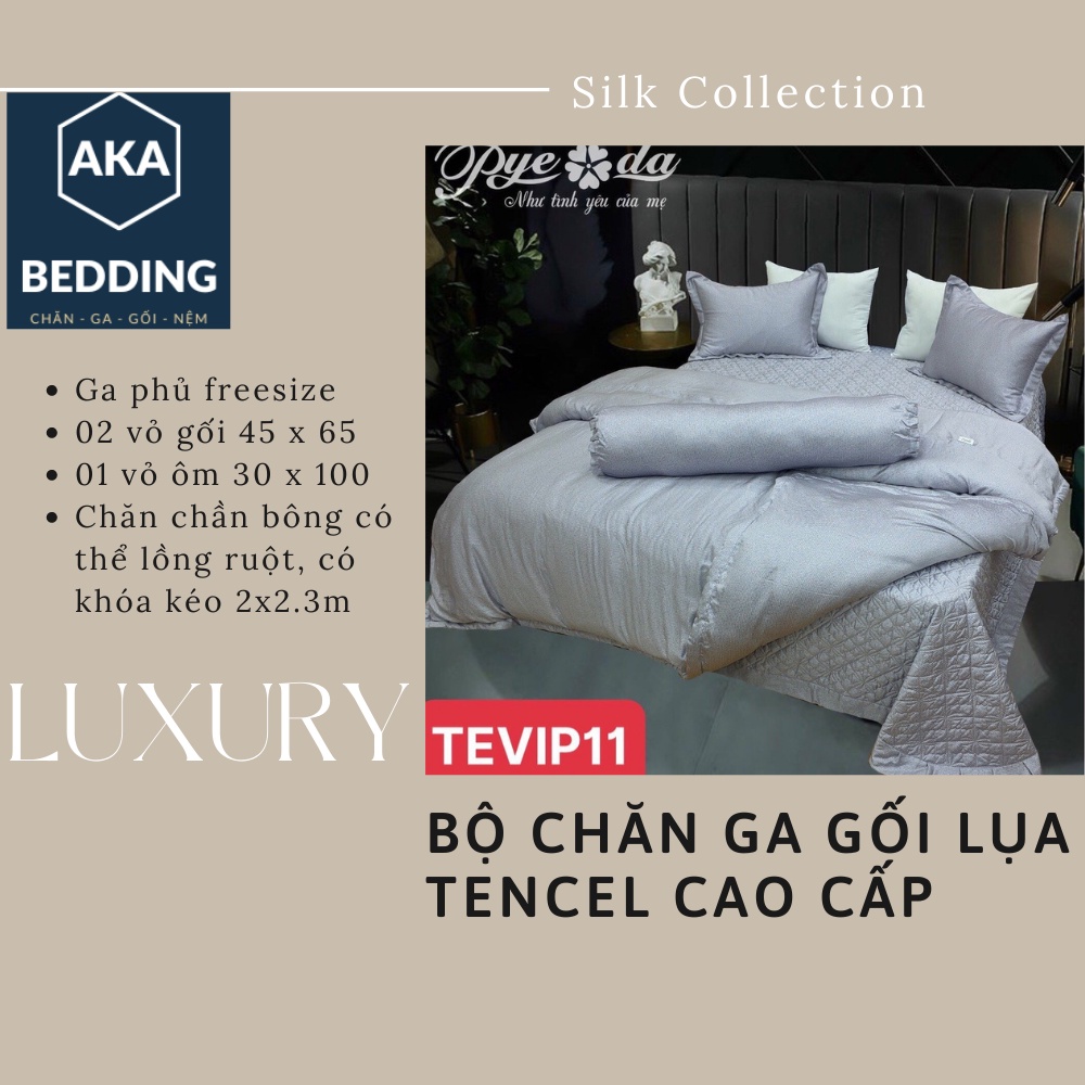 Chăn ga gối lụa TENCEL EU ORGANIC cao cấp 5 món cực đẹp