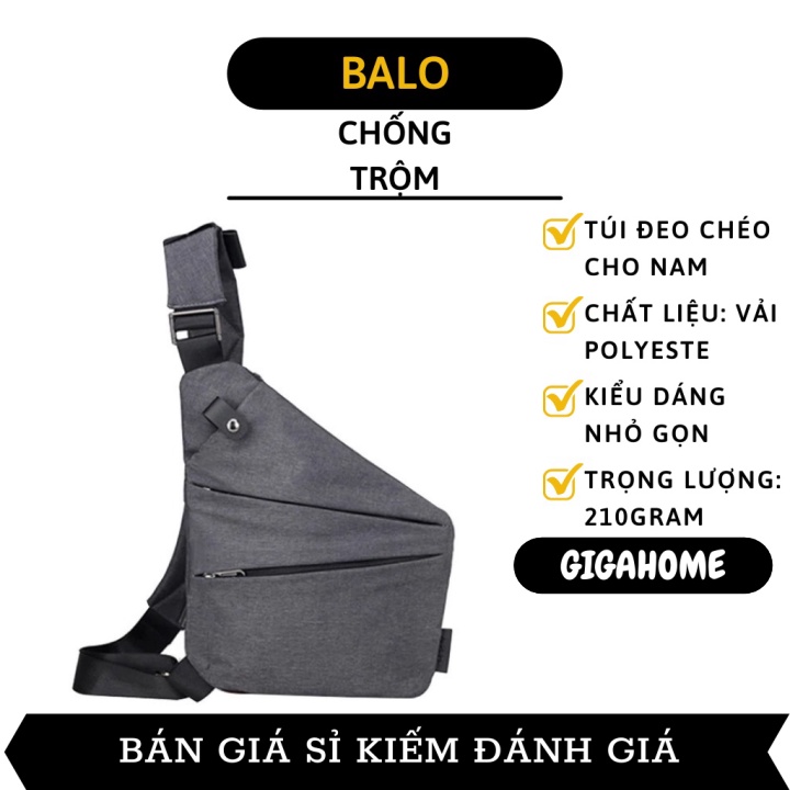 Túi đeo chéo nam  ️ GIÁ VỐN Balo đeo chéo 3 ngăn chông trộm cho nam, kiểu dáng thanh lịch, an toàn cho bạn 7839