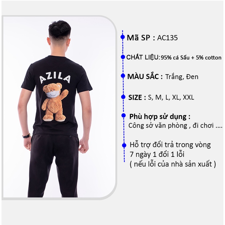 Áo Thun Cổ Tròn Tay Lỡ Nam Nữ In Hình Gấu Chất Liệu Cotton 100% Thoáng Mát Co Dãn 4C AC135