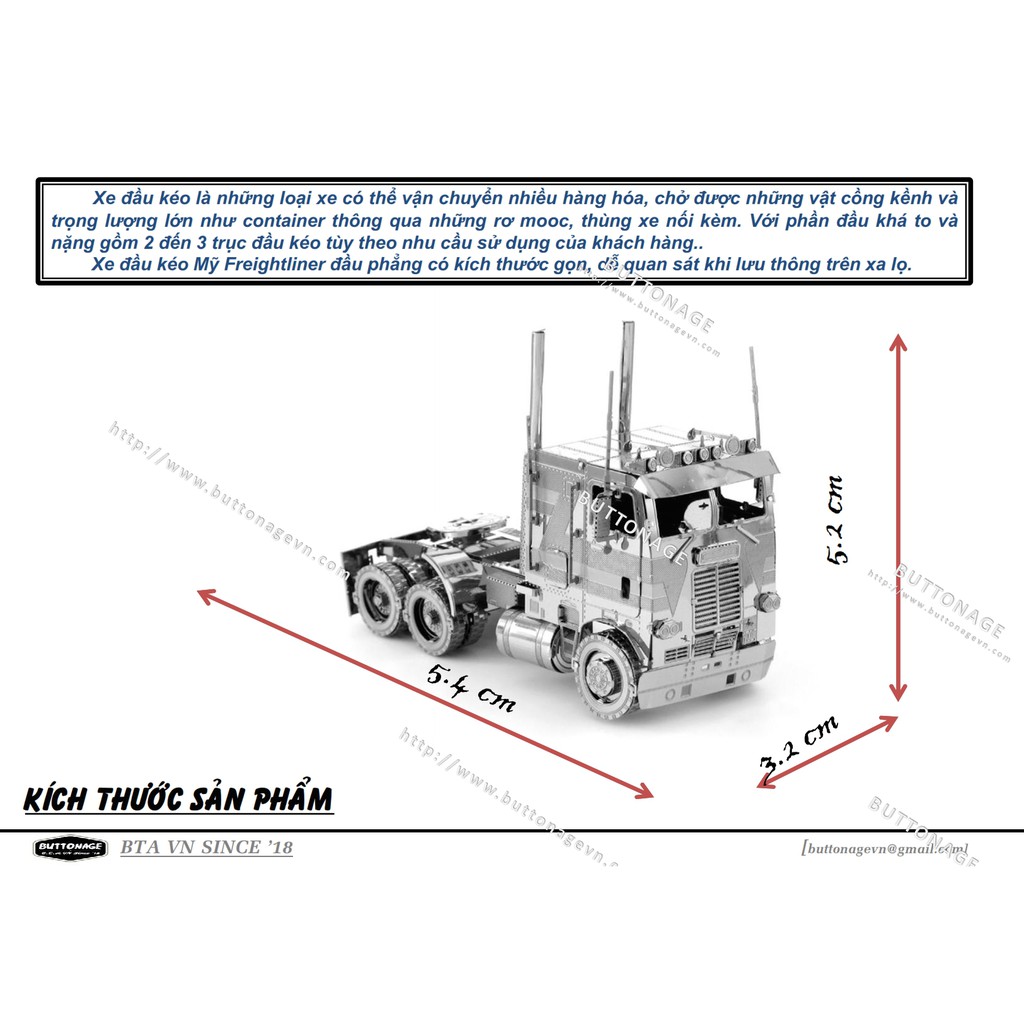 Mô Hình Lắp Ráp 3d Xe đầu kéo Freightliner EOC