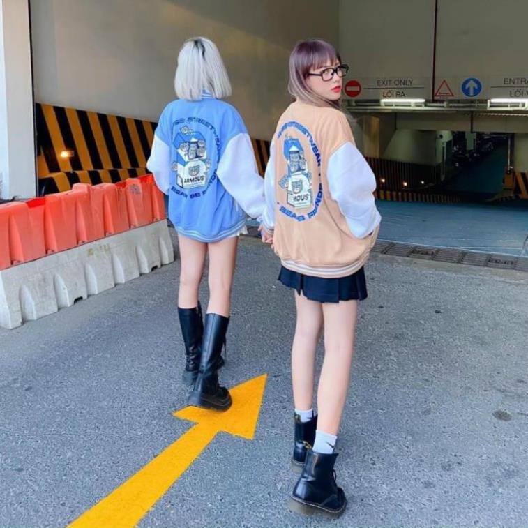 Áo Khoác Bomber Nỉ In Bear Box Form rộng Unisex Nam Nữ Couple  Lana Store thời trang kmg
