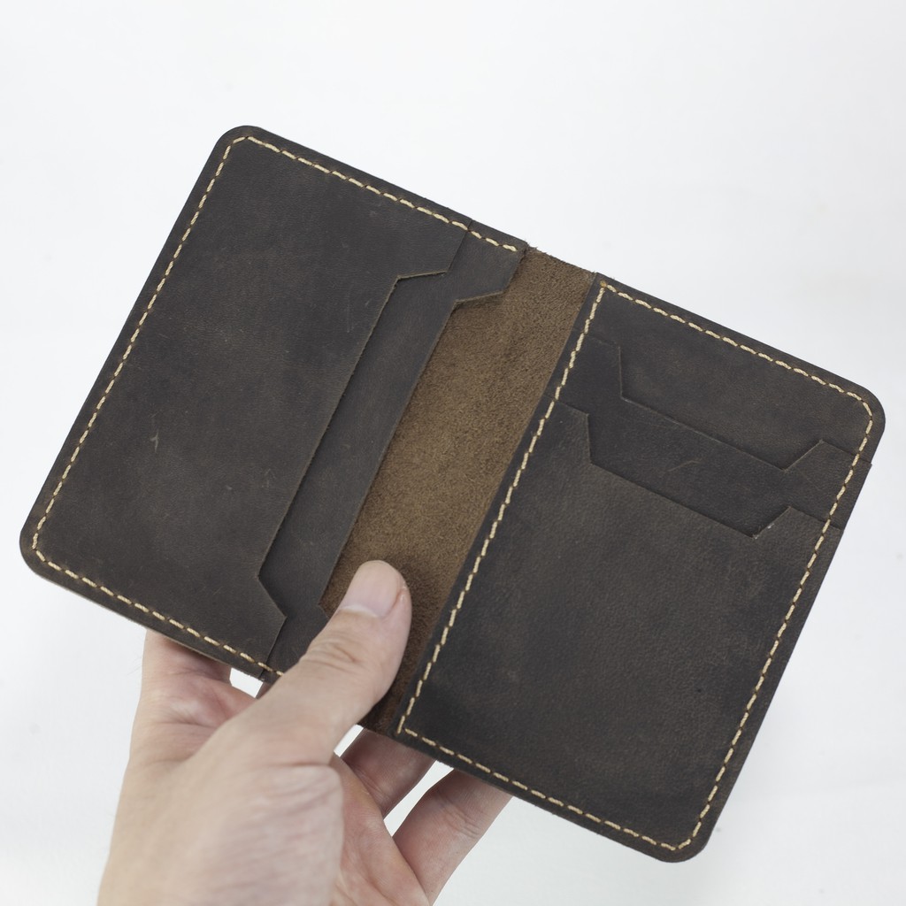 Ví đựng thẻ card holder Bụi Leather V117 da sáp ngựa điên cao cấp