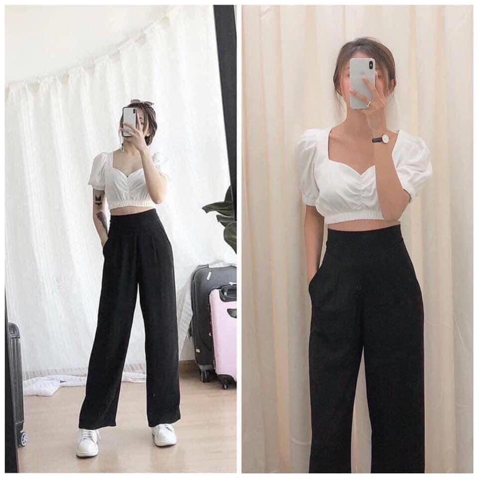Quần ống xuông rộng chất tuyết mưa có chun sau dễ mặc Quần culottes thời trang