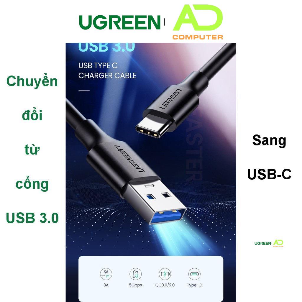 Dây cáp sạc và truyền dữ liệu tốc độ nhanh USB 3.0 sang USB type C, dòng 3A, dài 0.25-2m UGREEN US184