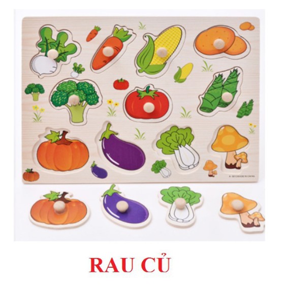 Bảng gỗ có núm chủ đề rau củ