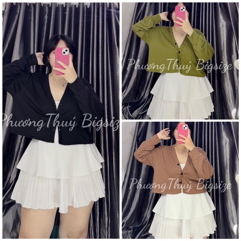 Áo khoác ngoài chất thun gân có nút bản to nữ bigsize