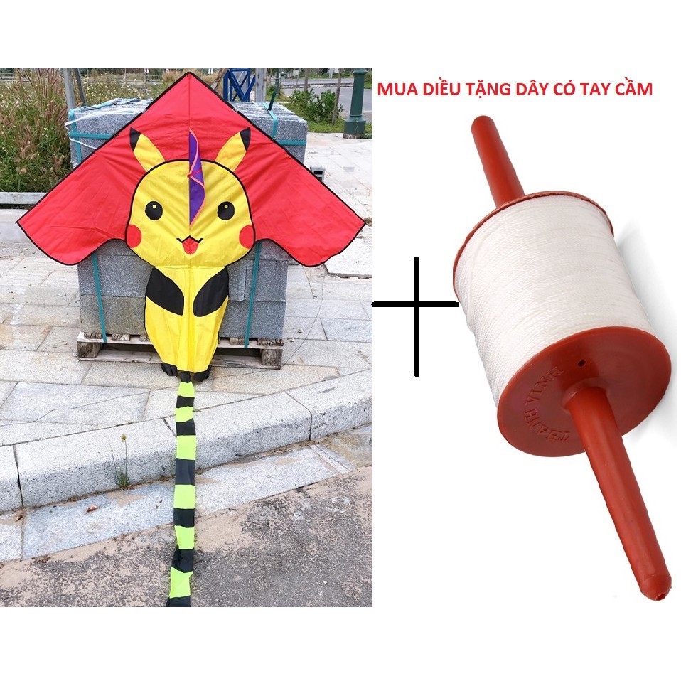 [MUA 1 ĐƯỢC 2] Diều Pikachu - TẶNG TAY CẦM THẢ DIỀU DÀI 150 mét dây + TÚI VẢI ĐỰNG (diều thả, diều giá rẻ, diều đẹp)