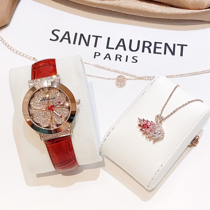 Set Đồng hồ nữ MELISSA gồm dây chuyền và lắc tay rút .