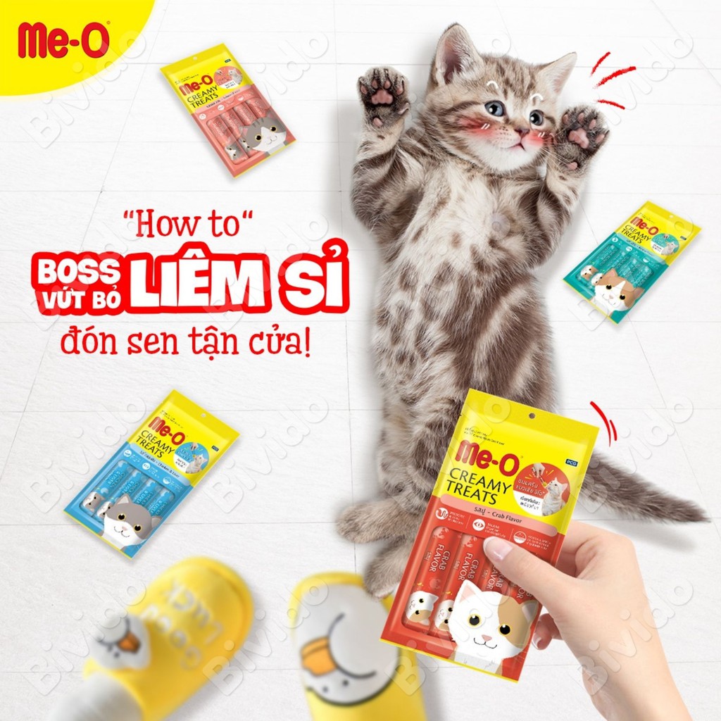 Súp thưởng cho mèo Me-O Creamy Treats mọi lứa tuổi thanh 15g - Bivido