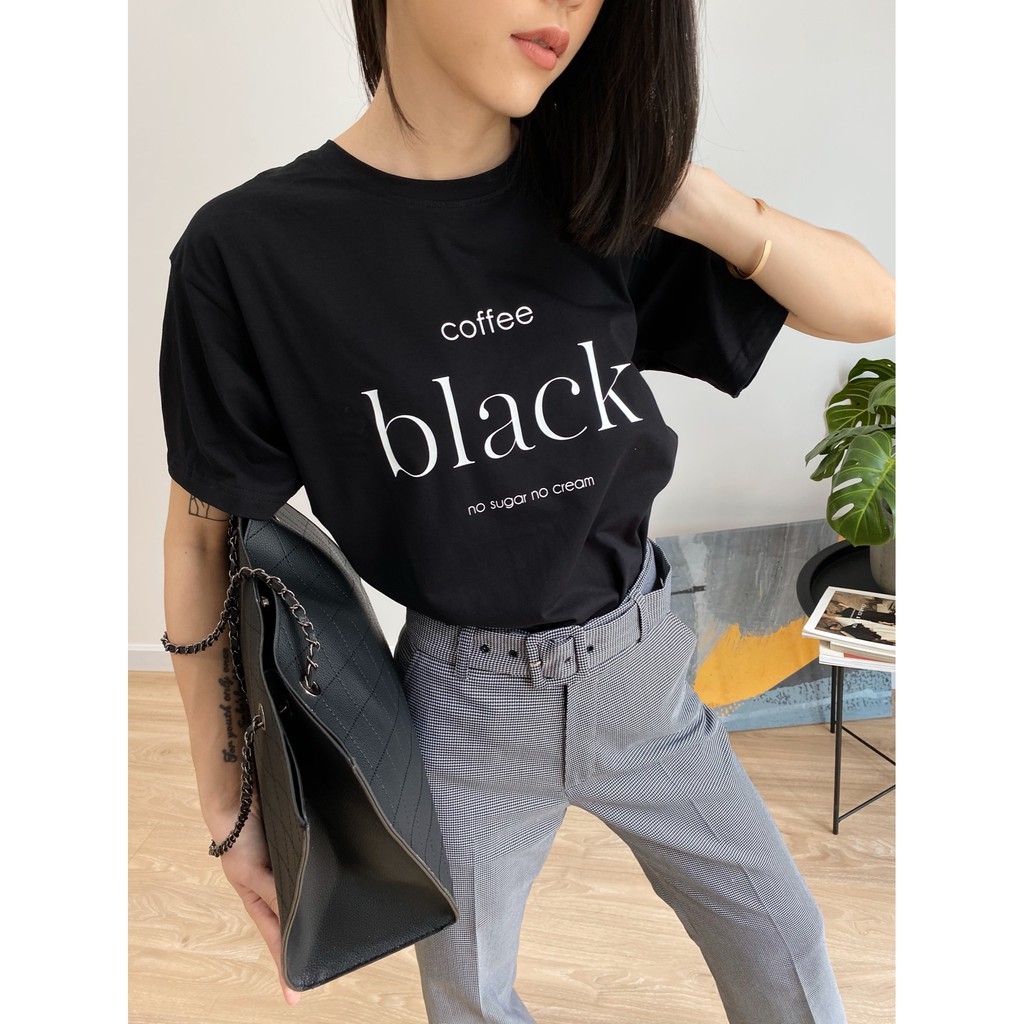 Áo Thun In Chữ Coffee Black 2 Màu EDINI - A1185