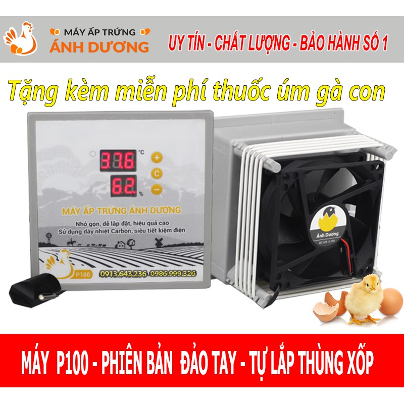 - Máy ấp trứng mini Ánh Dương P100 dây nhiệt Carbon- Ấp 1-100 trứng đảo tay, tự lắp ráp - Hàng Sẵn