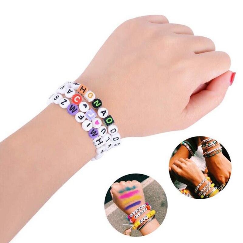 Set 100 Hạt Xâu Chuỗi Hình Chữ Cái / Chữ Số Bằng acrylic Dùng Để Làm Trang Sức diy