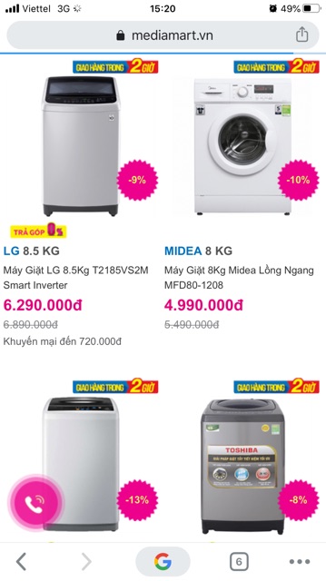 Máy giặt LG 8.5Kg T2185VS2M Smart Inverter