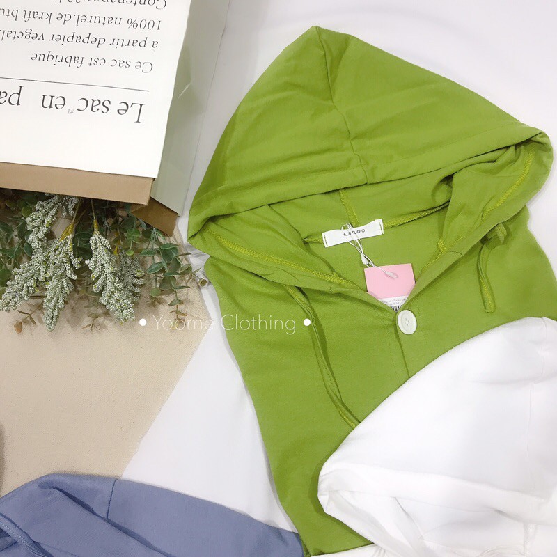 áo tay dài khuy dây rút có mũ[ảnh thật tại shop]