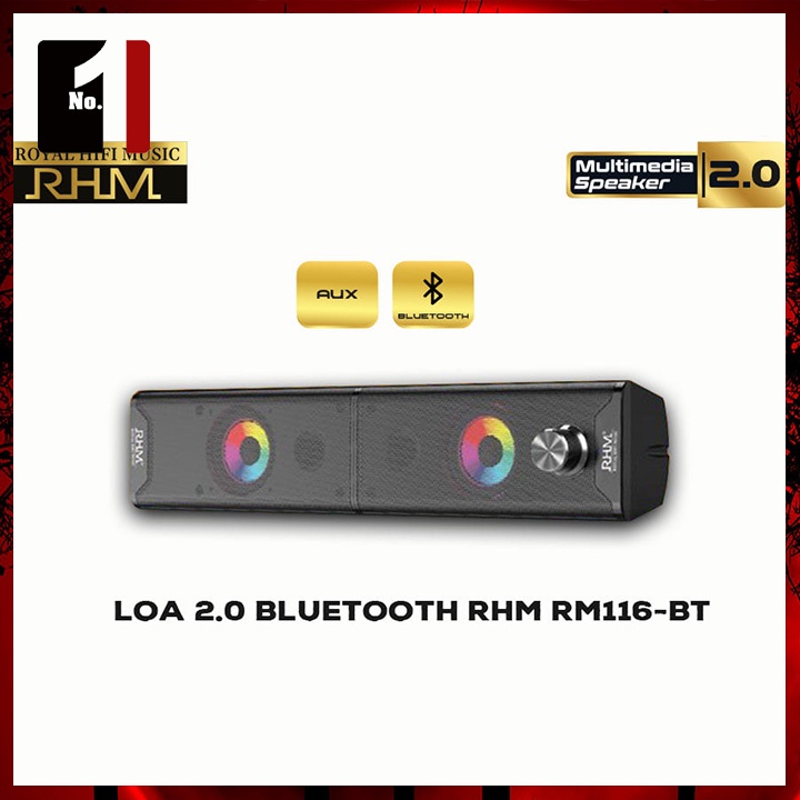 Loa Máy Tính Bluetooth Để Bàn LED RGB 2.0 RHM RM116BT Loa Vi Tính Laptop Pc Gaming Nghe Nhạc Có Dây