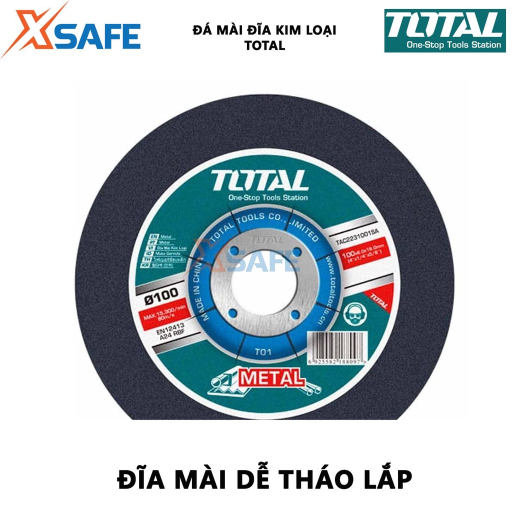 Đá mài kim loại TOTAL Đĩa mài đa kích thước dùng làm mài mòn, nhẵn mịn bề mặt đồ vật