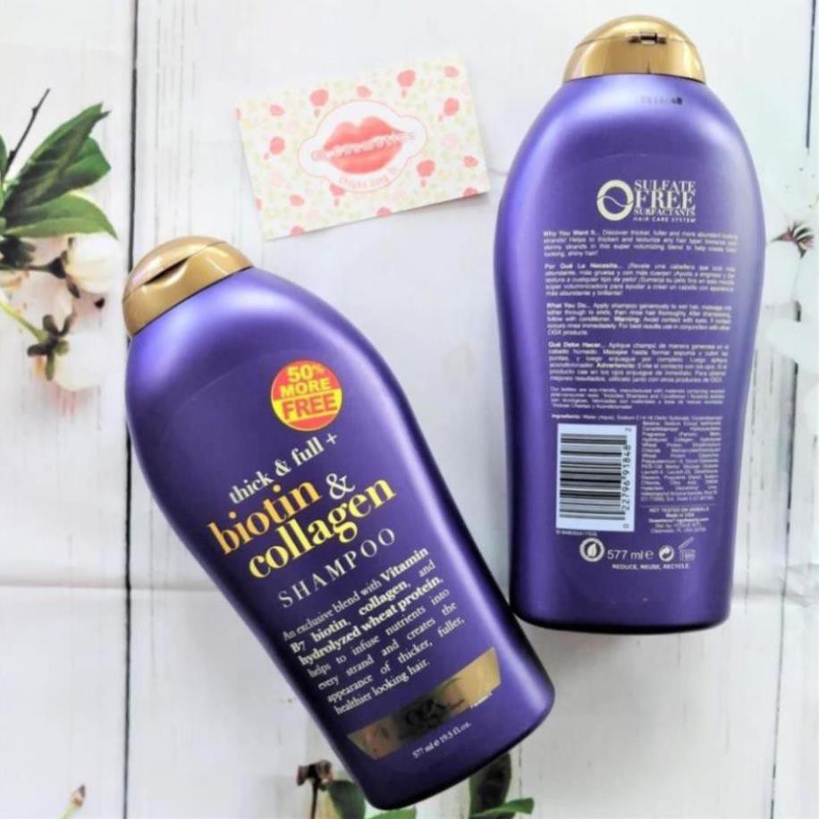 BIOTIN COLLAGEN 💕𝑭𝒓𝒆𝒆𝒔𝒉𝒊𝒑💕 Bộ gội xả Biotin Collagen Dưỡng Dày Tóc OGX Thick & Full