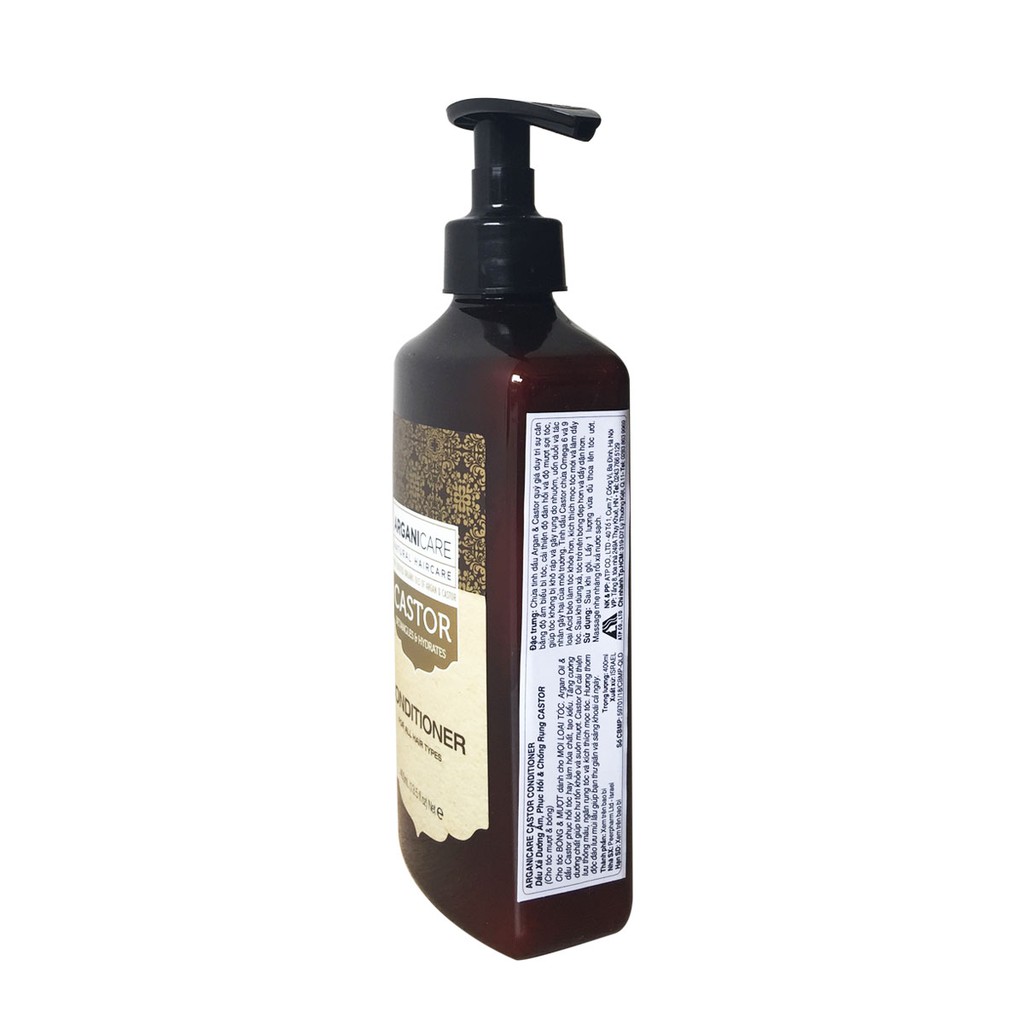 Dầu xả bóng mượt, phục hồi &amp; chống rụng ARGANICARE CASTOR CONDITIONER 400ml Israel